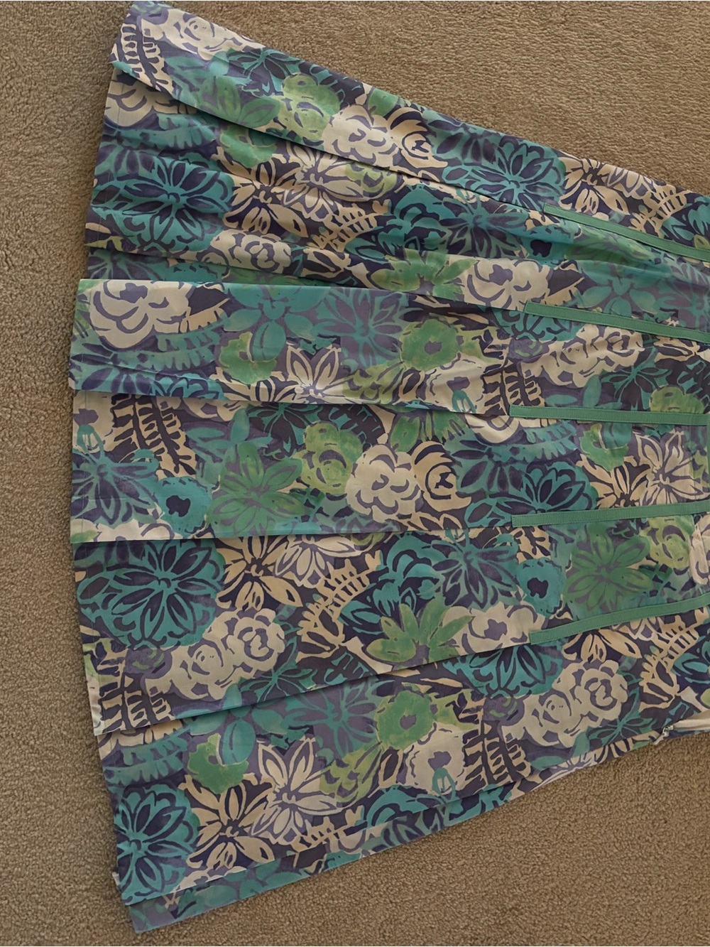 Sigrid Olsen Floral Circle Skirt in Teal, Green and Cream